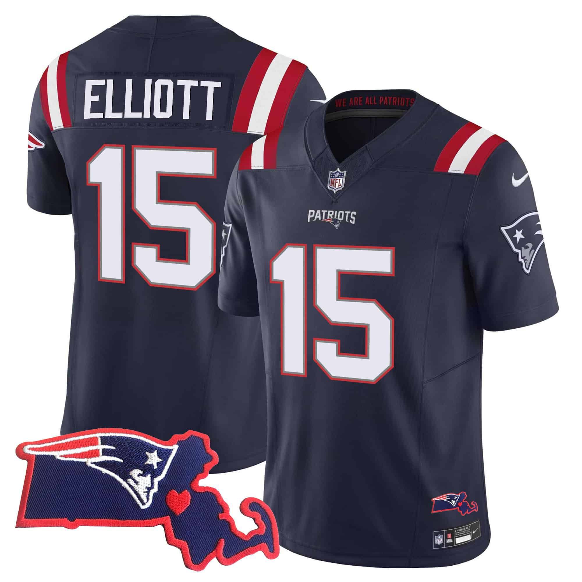 Men New England Patriots #15 Elliott Dark blue 2024 Nike Patch Vapor Limited NFL Jersey style 1->indianapolis colts->NFL Jersey